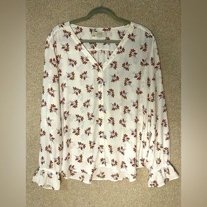 Loft Floral Button Up Blouse Size XL